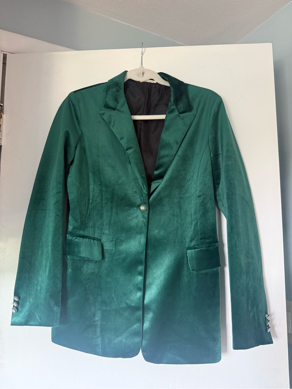 Sunday Emerald Satin Blazer Jacket